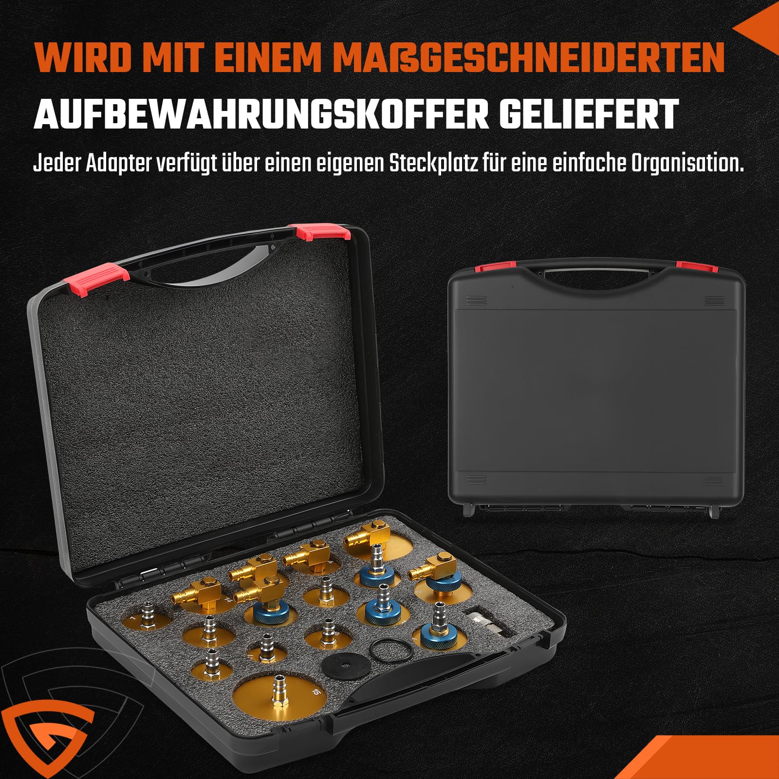 GEARMONSTER 17-częściowy zestaw adapterów do odpowietrzania hamulców, urządzenie do odpowietrzania hamulców samochodowych adapter do odpowietrzania hamulców z szybkim adapterem, odpowiedni do