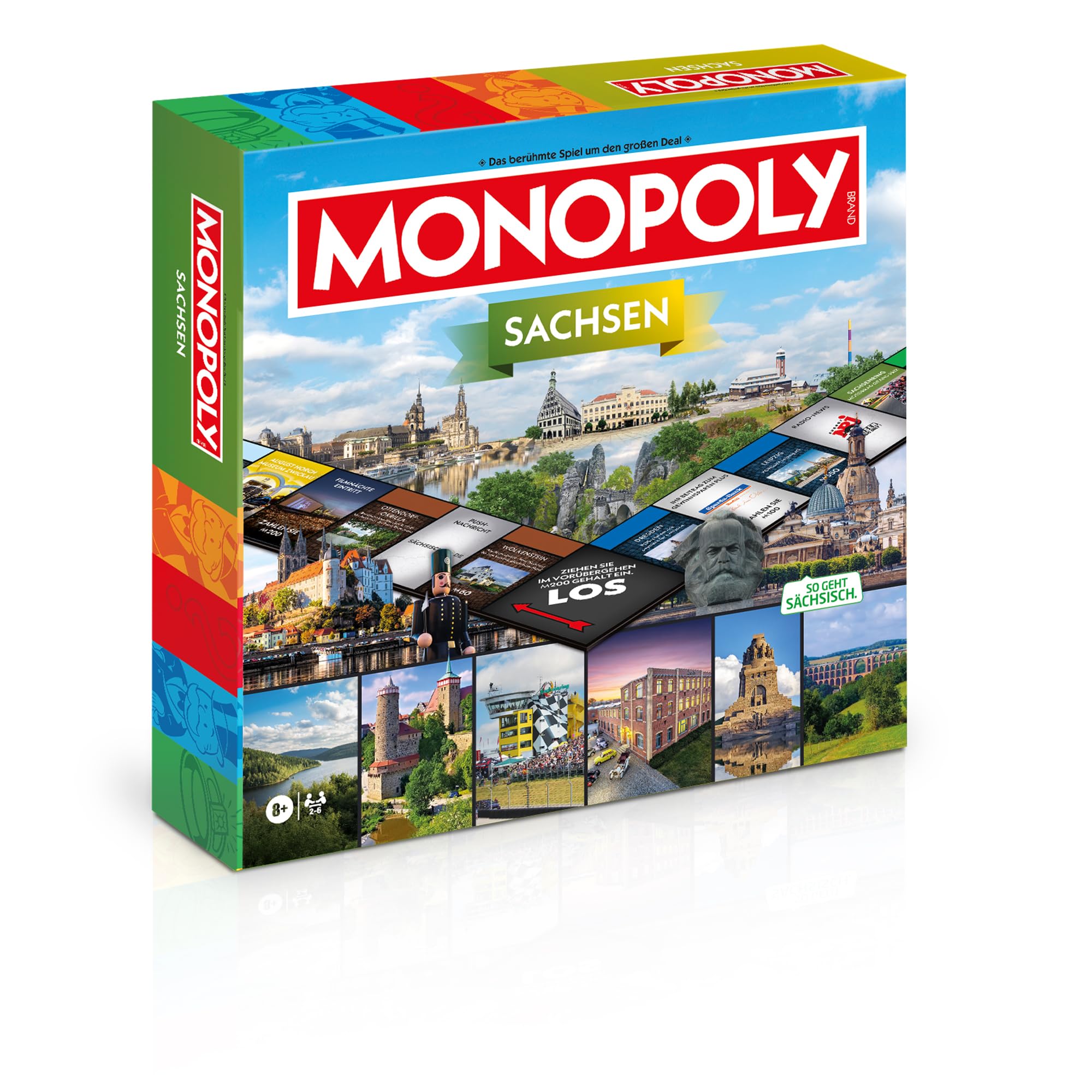 Monopoly Sachsen – Offizielle Regional-Edition von Winning Moves | Brettspiel mit Orten & Highlights aus dem Freistaat | Familienspiel ab 8 Jahren | Geschenkidee & Souvenir
