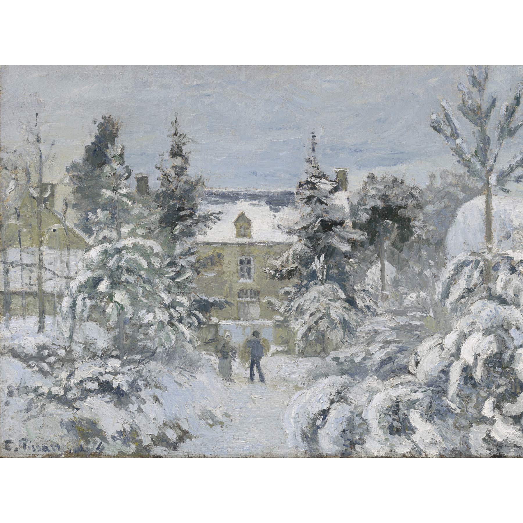 Artery8 Camille Pissarro Piettes House At Montfoucault Painting Premium Wall Art Canvas Print 18X24 Inch