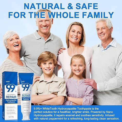 Miniatura 7 de Pasta de dientes Hydroxyapatite, pasta de dientes Nano hidroxiapatita para dientes sensibles, paquete de 2 8.46 onzas, menta natural para mayor