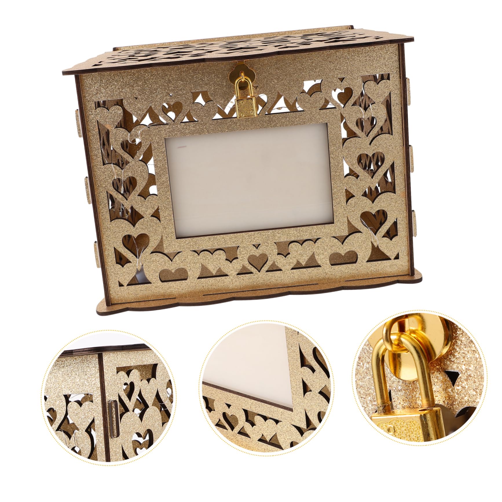 Cabilock Goldene Hochzeitskartenbox und Metall für Erinnerungen | Elegante Dekobox für Feier und Zuhause, Multifunktional, Dekorativ, zum Aufbewahren von Karten