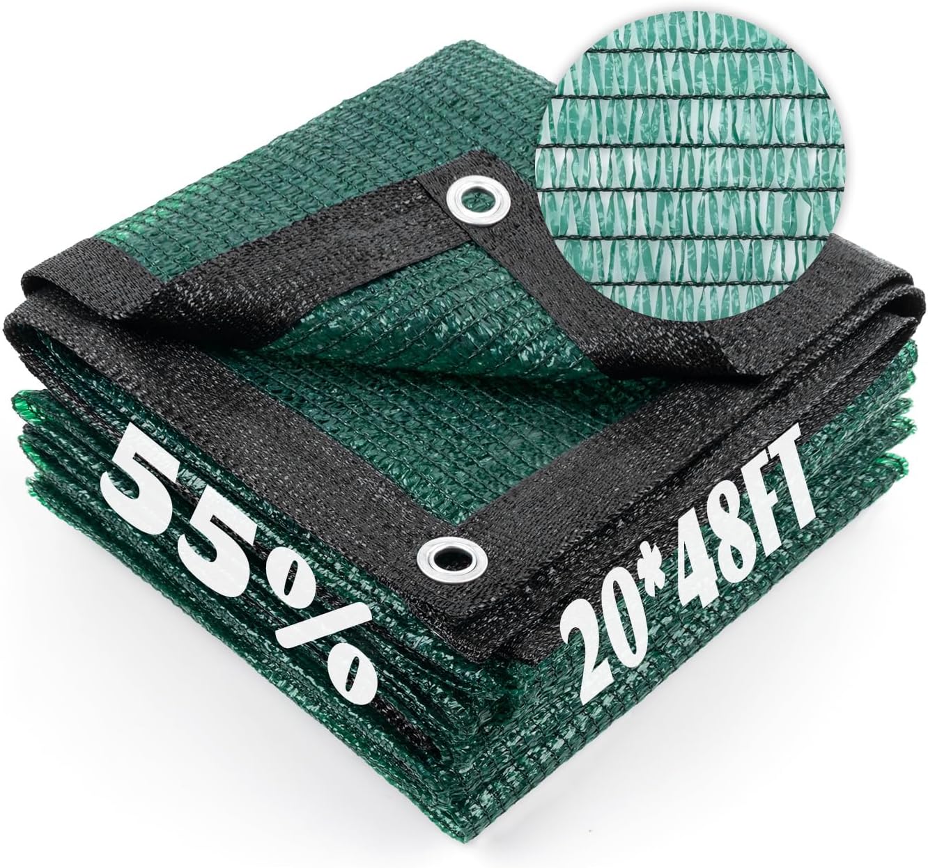 Cool Area 55% Sun Shade Cloth Mesh Tarp with Grommets for Plant Cover 20x48ft Patio Canopy Garden Pergola Greenhouse Car Barn Kennel Dark Green