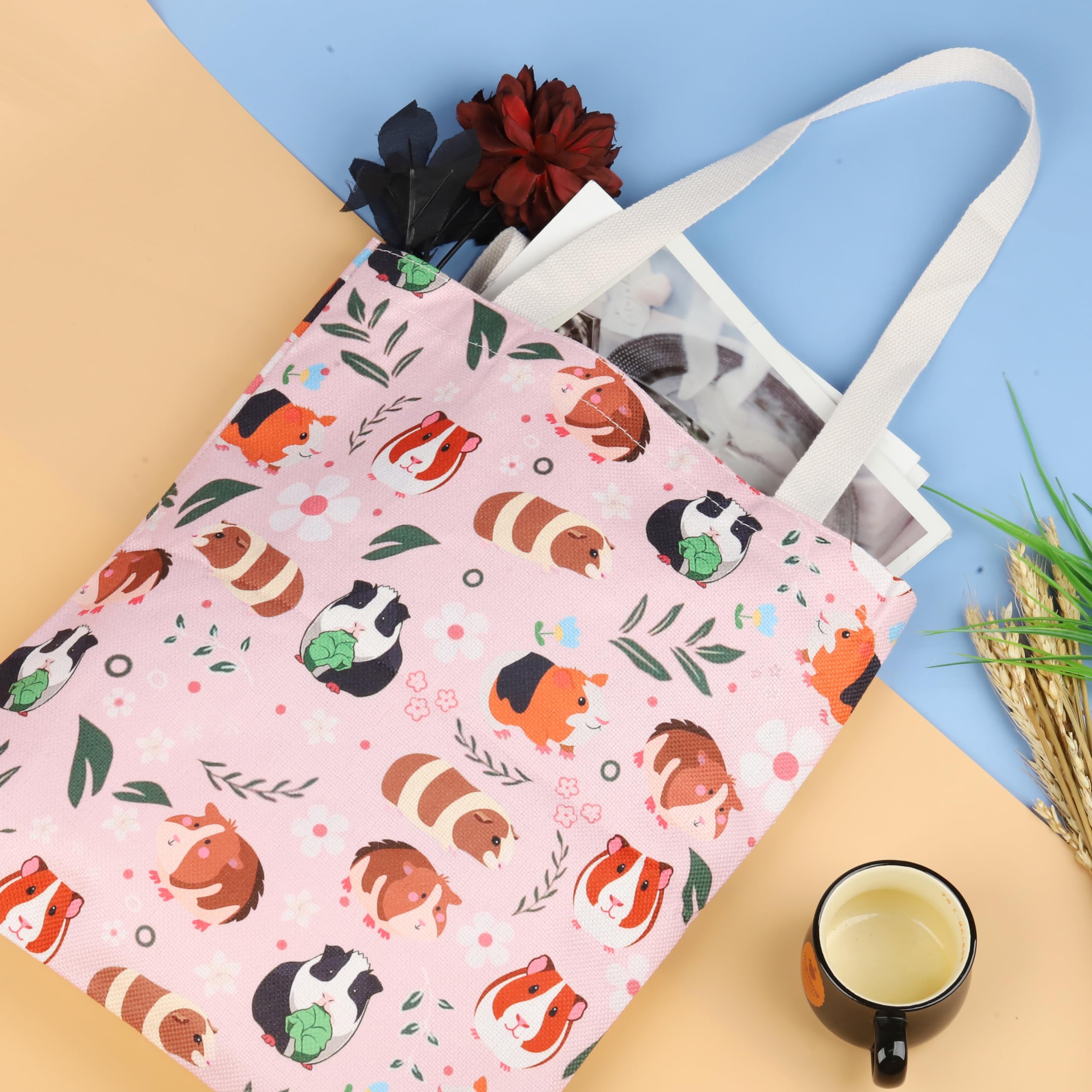 LEVLO Guinea Pig tote Bag Guinea Pig Gifts For Girls Women Gifts For Guinea Pig Lovers Cute Animal Guinea Pig tote Bag (Cotton - Image 3