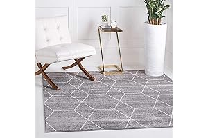 Unique Loom Trellis Frieze Collection Geometric Square Area Rug (7x7, Light Gray/Ivory)