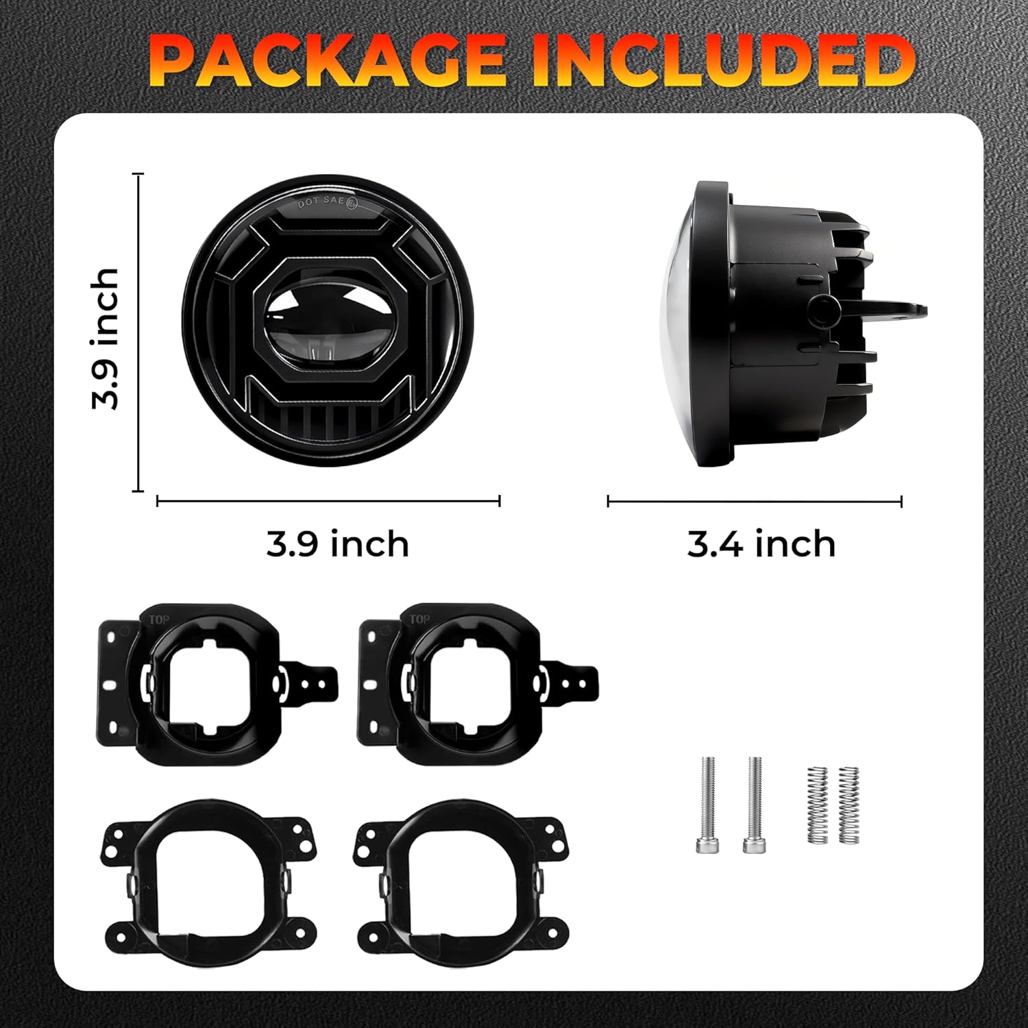 4 Inch White Amber LED Fog Lights for 2018-2025 Jeep Wrangler JL JLU Gladiator JT , 60W Round Led Fog Lamps with 2 Pair Mounting Brackets, Front Bumper Off-road Fog Light for Jeep Accessories