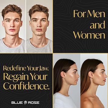 Blue Rose Jaw Trainer - Jaw Exerciser - Enhance Your Jawline with Our Jawline Shaper, Jaw Strengthener with 3 Resistance Levels, Chisel Jawline with Face Sculptor for Mewing, Jawline Exerciser for Men