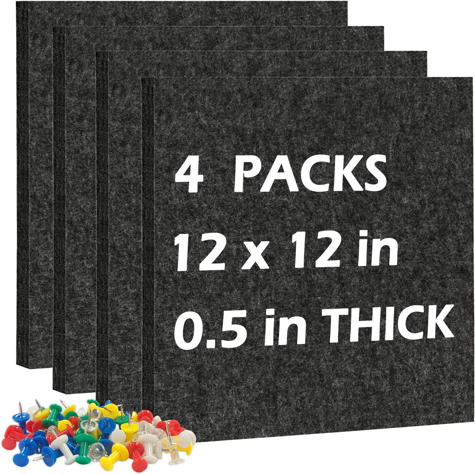12 Pack Large Cork & Felt Bulletin Boards - 11.8x11.8 Inch Tiles With Push Pins For Wall