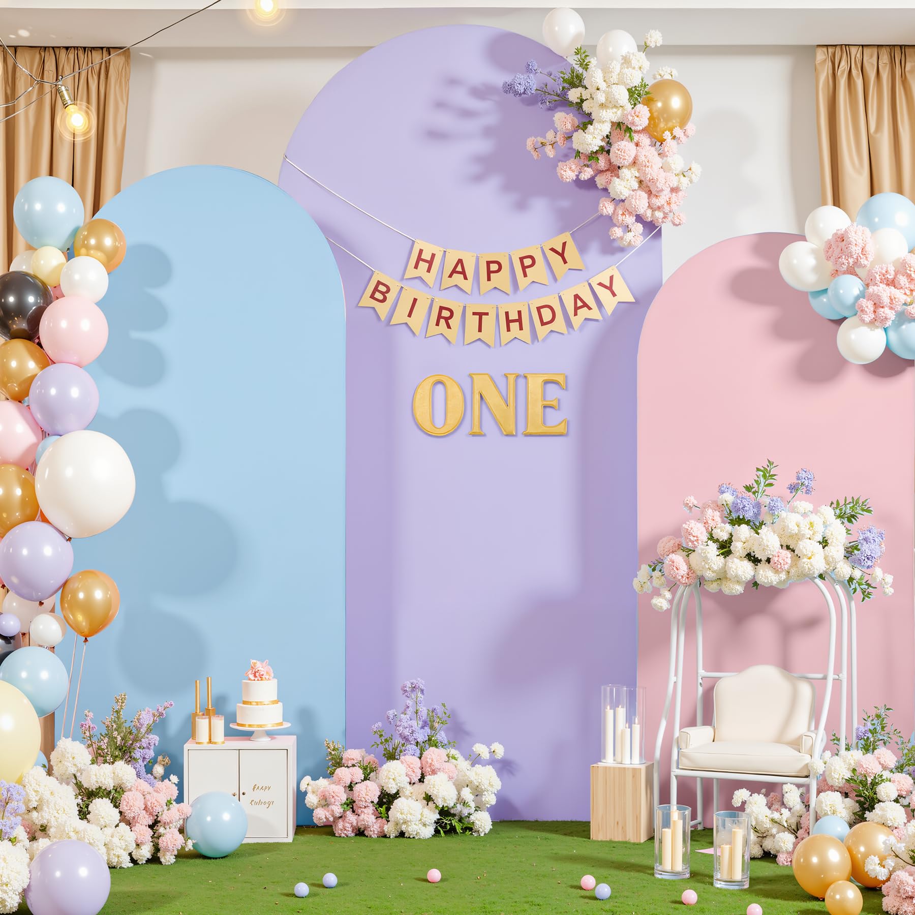 Set of 3 Arch Backdrop Covers(7.2ft, 6.6ft, 6ft) - Premium Stretchy Spandex Backdrop Arch Stand Cover for Baby Shower,Wedding,Party Decor Chiara Cover