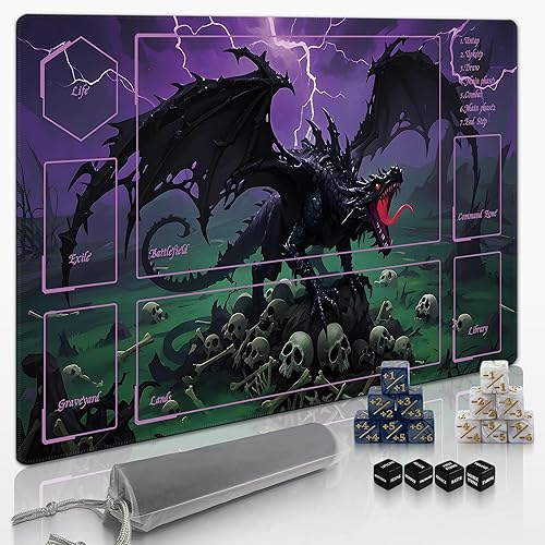 Vista 31 de MTG Playmat TCG Playmat - Incluye tubo de almacenamiento y 7 dados de experiencia de primera calidad y bloqueo de bordes, impermeable y 1-bonita