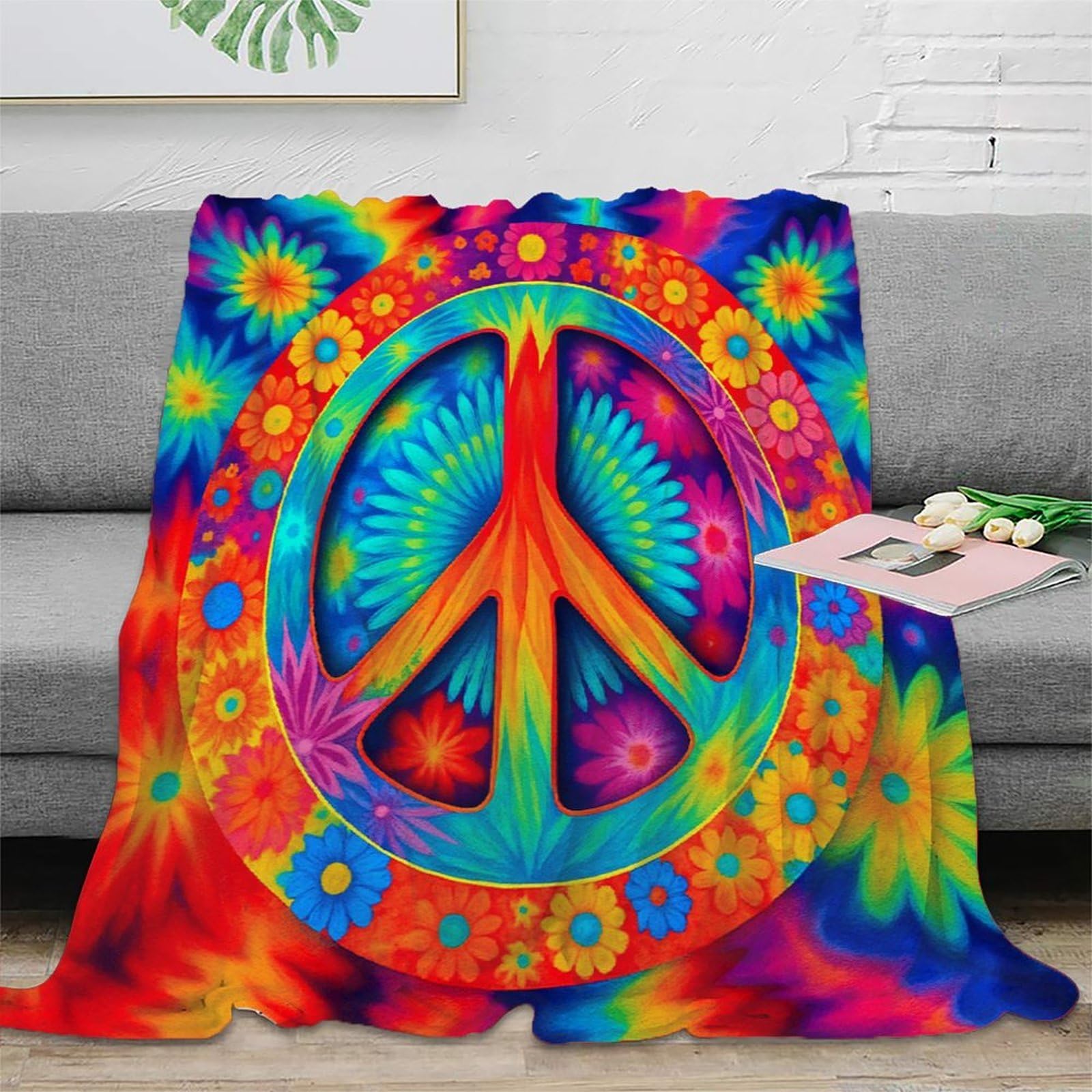 Literie Psychedelic Flower Art en microfibre premium imprimée 3D