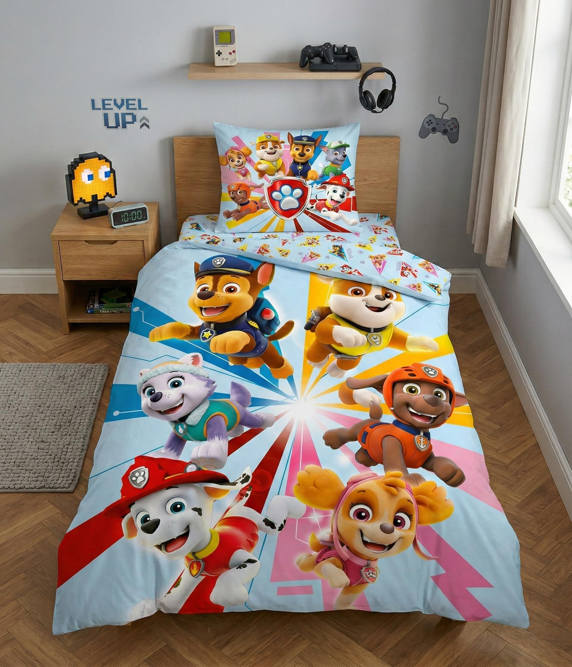 Paw Patrol 3 Piezas Funda Nórdica Cama 90 140x200 + Funda + Bajera | Funda nórdica + bajera 90x190 | Microfibra Oeko-Tex secado rápido | Nickelodeon | 3-8 | Regalo | Lavable a máquina