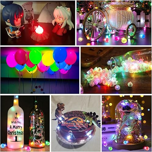 Miniatura 10 de 100 mini luces LED, globos LED iluminados para decoraciones de fiesta, luces de fiesta de neón para linterna de papel, huevos de Pascua, fiesta de