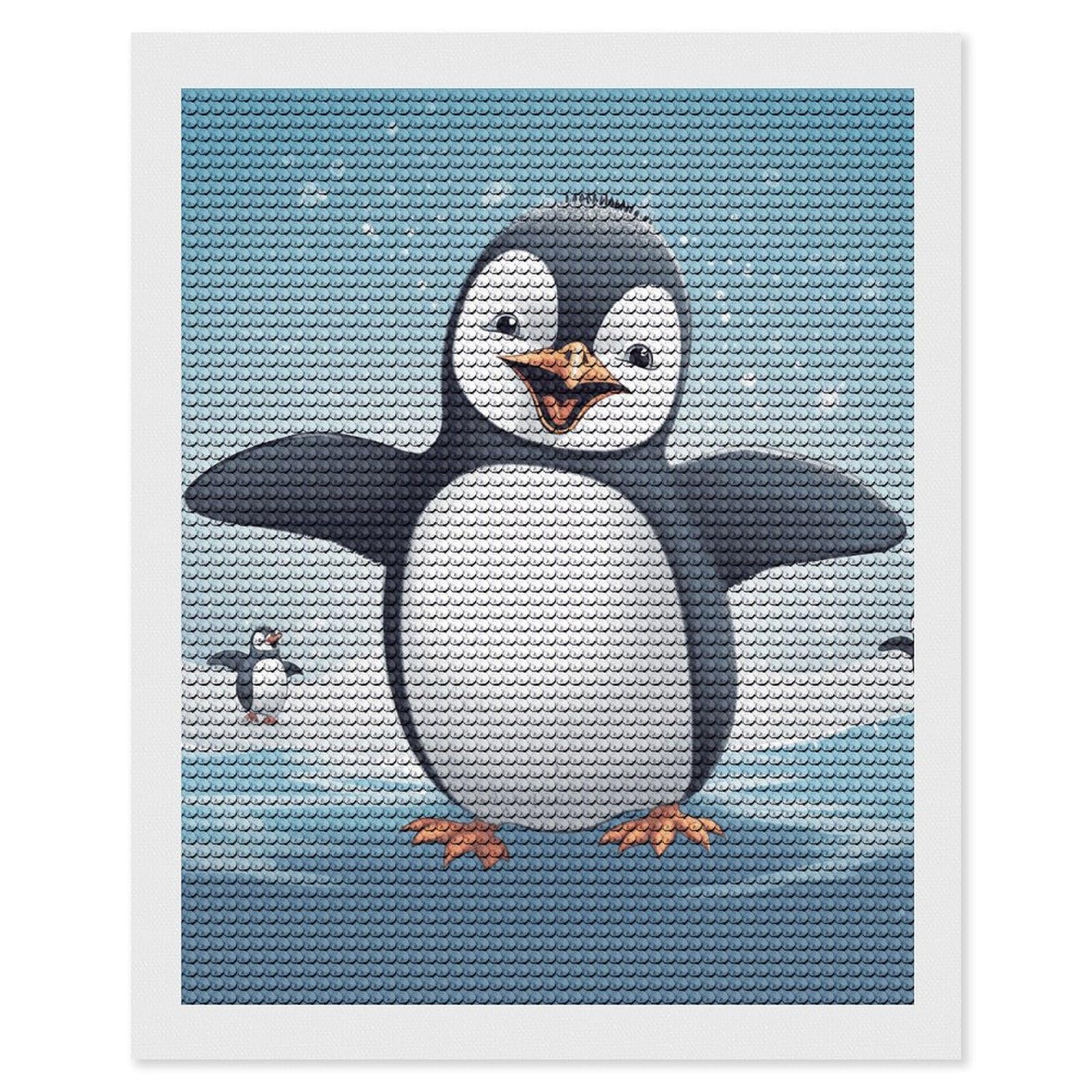 NONHAI Diamond Painting Kits for Adults - DIY Diamond Art Kits for Beginners - Full 5D Paint Drill Diamond Dots Paintings- Happy Penguin Diamonds Pictures Gem Art and Craft Wall Decor 16"x20"
