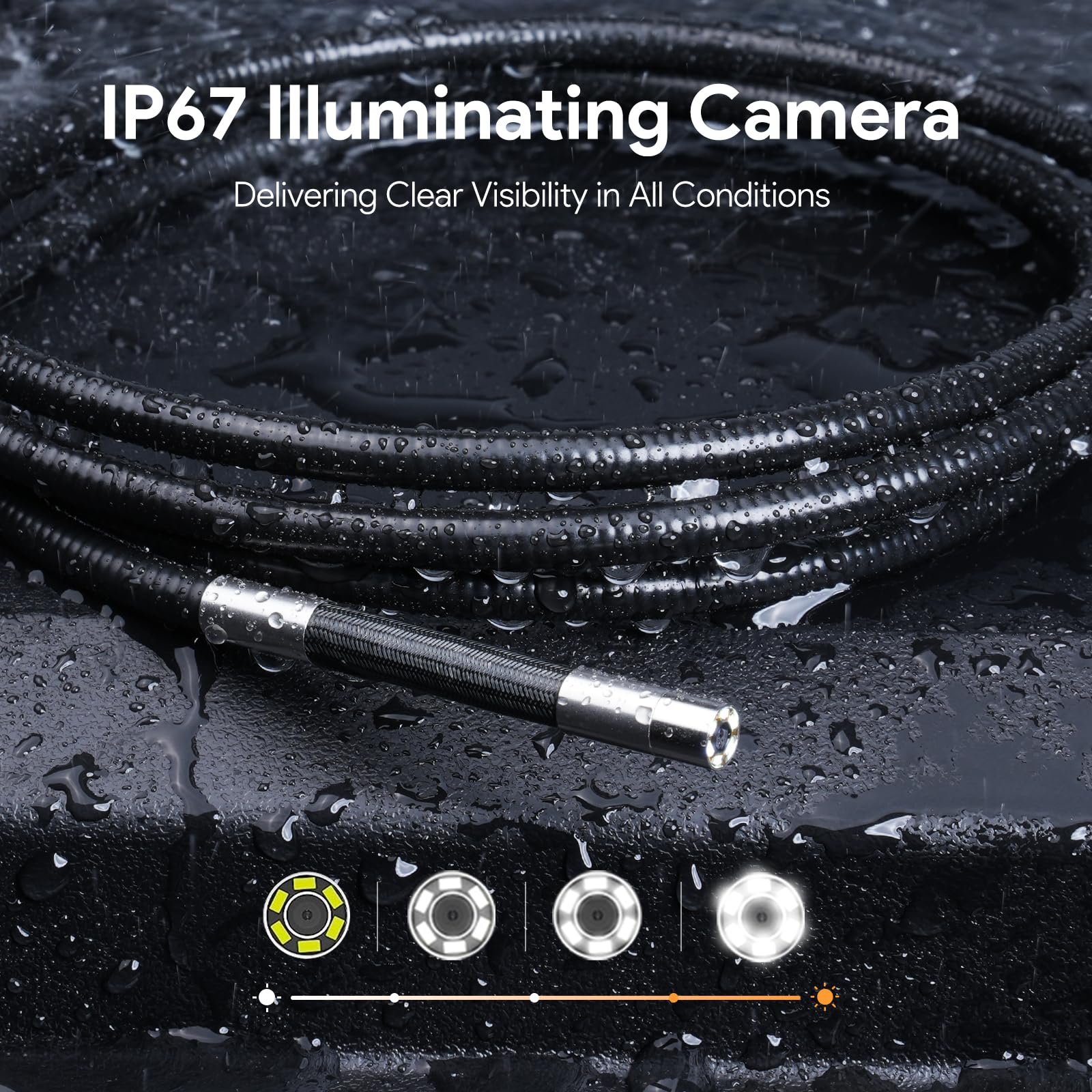 DEPSTECH Cámara Endoscópica con IPS 5", Cabezal 210 y Sonda Ultrafina 6.2mm | Boroscopio con Cable Semirrígido 1.5m, 8 LEDs Regulables y Impermeable IP67 para Inspección de Tuberías y Cavidades de Pared