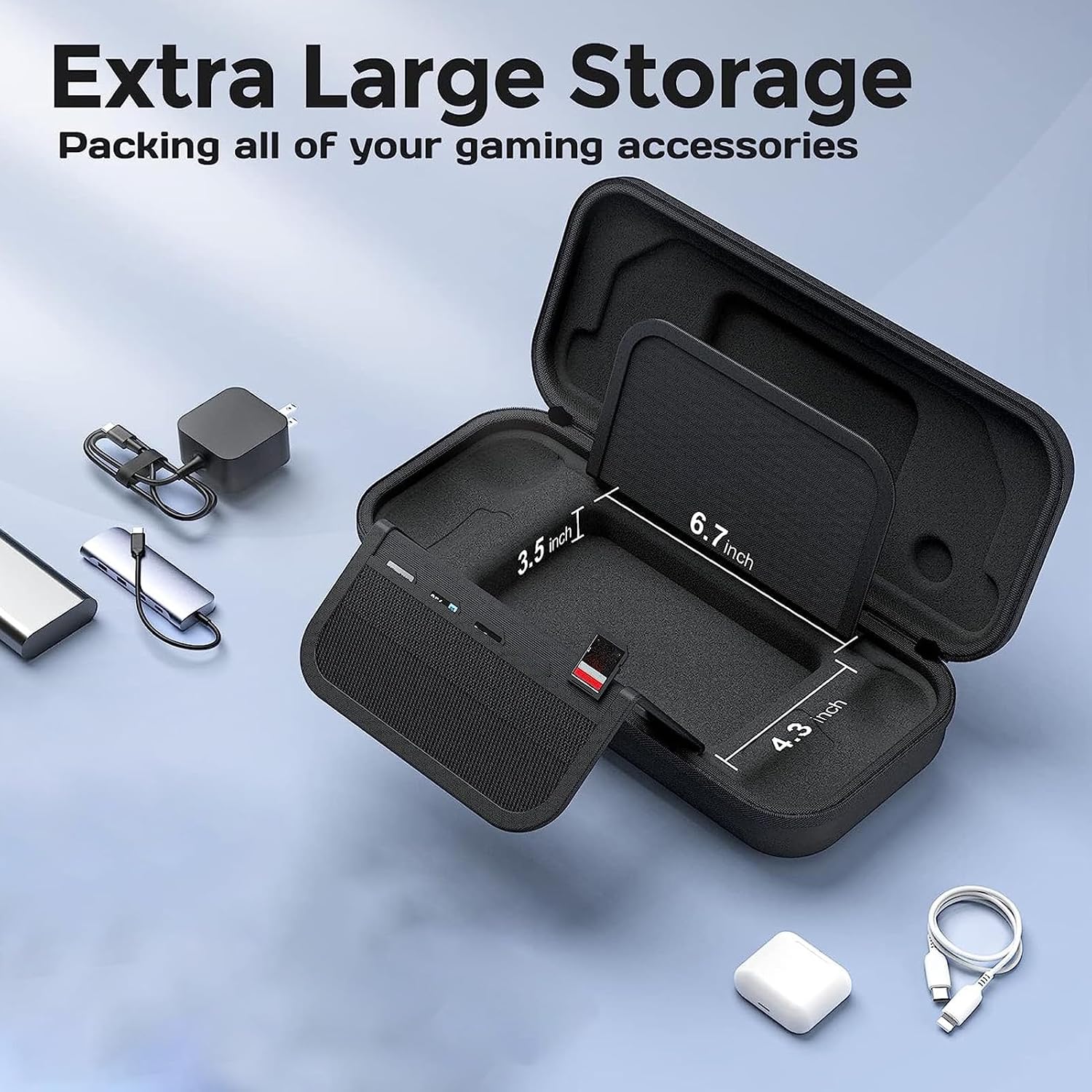 Handheld Console Carry Case 1 Hard Shell with Card Slot Stand for Steam Deck Travel Storage Bag Black (Black) image 2