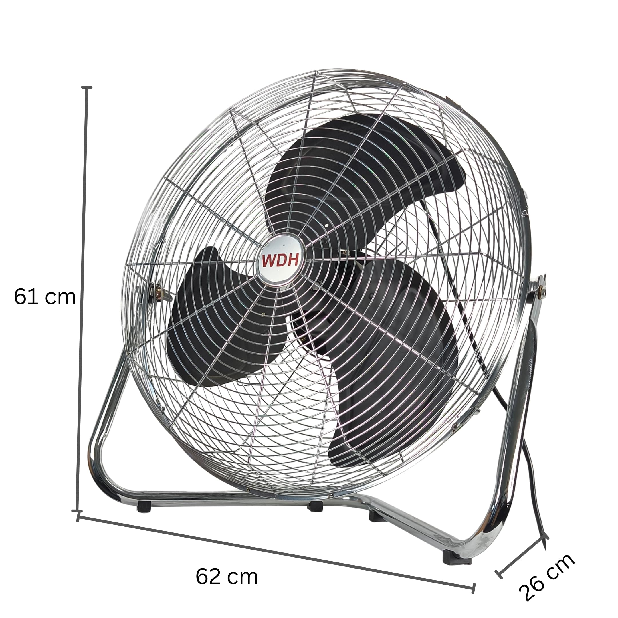 Aktobis Bodenventilator WDH-FE50X, silber, aus Metall - mit extra großem Ventilatorkopf, Durchmesser von 50 cm