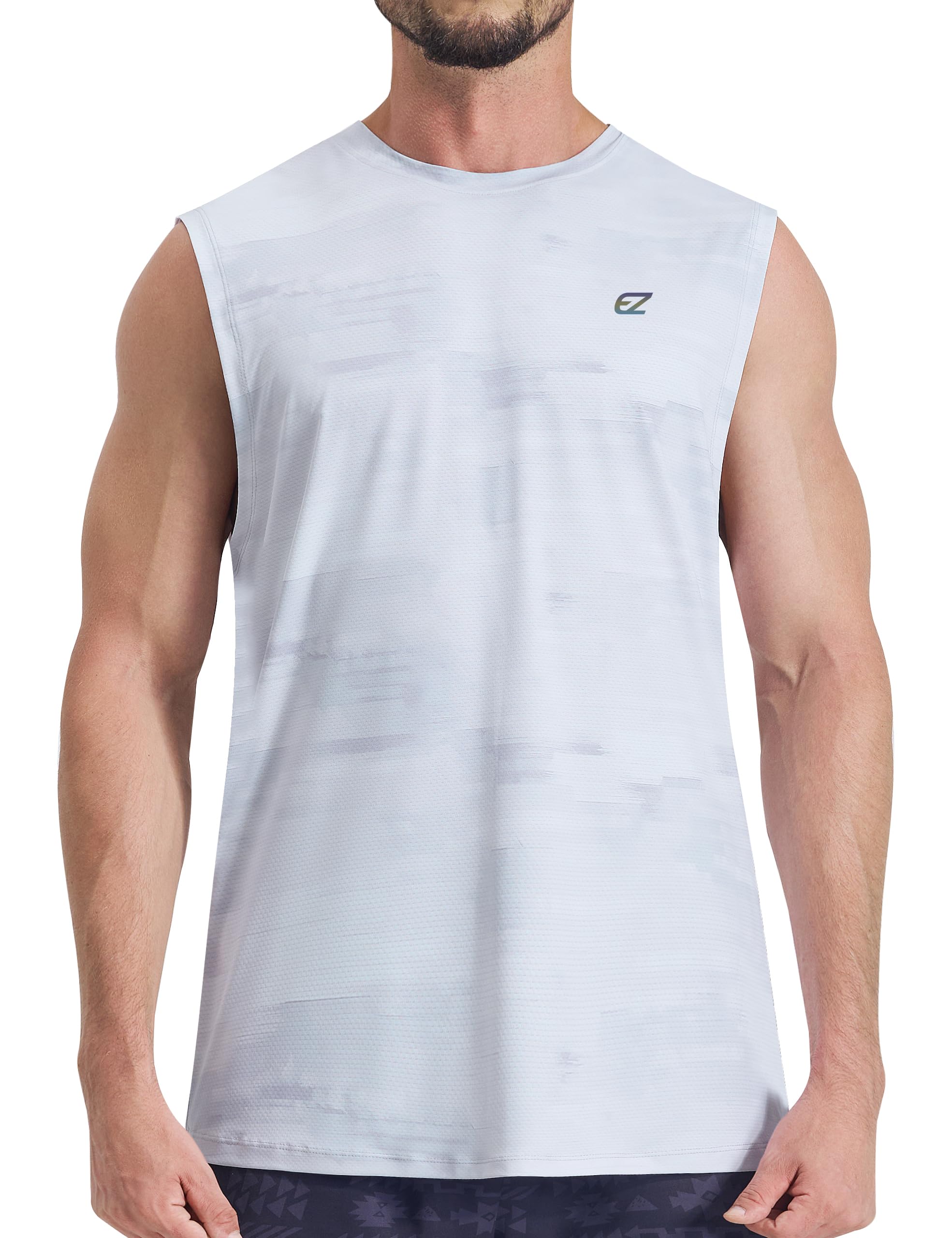 EZRUN Men's Workout Sleeveless Shirts UPF 50+ Summer Beach Swim Shirt Quick Dry Gym Muscle Fitness Running Tank Tops