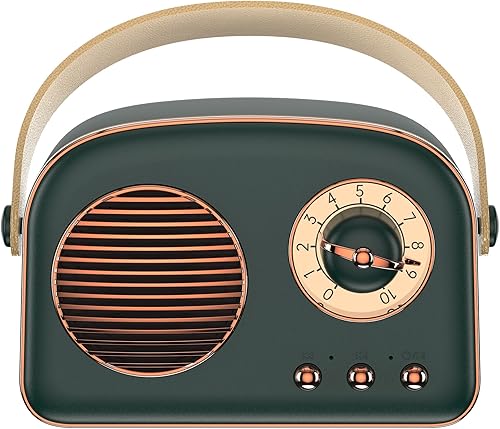Oraolo Altavoces Bluetooth retro, pequeño altavoz Bluetooth inalámbrico, estilo de moda vintage, altavoz portátil para exteriores con sonido