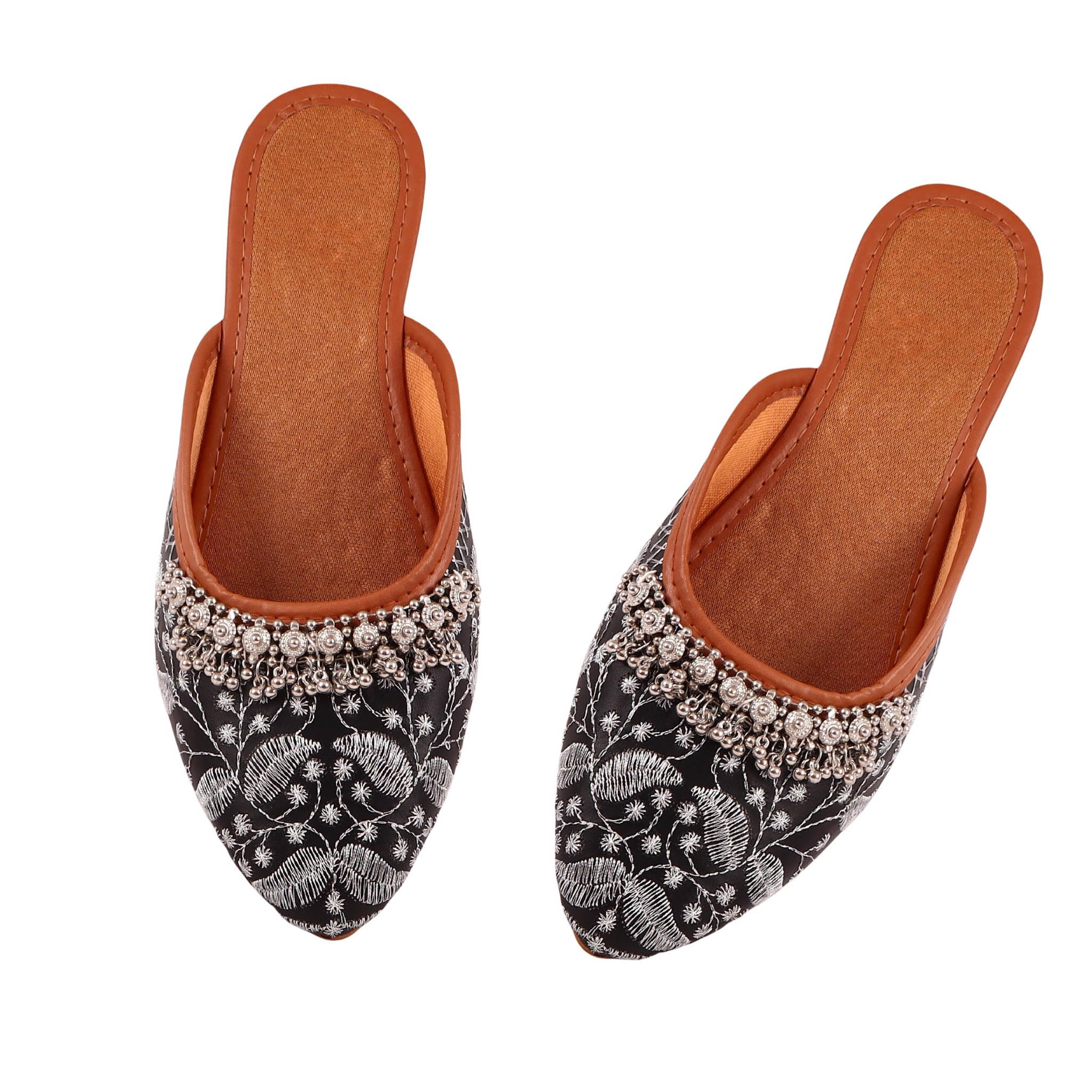 Women's Multicolor Jaipuri Rajasthani Mules Juttis | Japuri Rajasthani Slippers | Casual Fancy Slippers l Ethnic Flats Juti