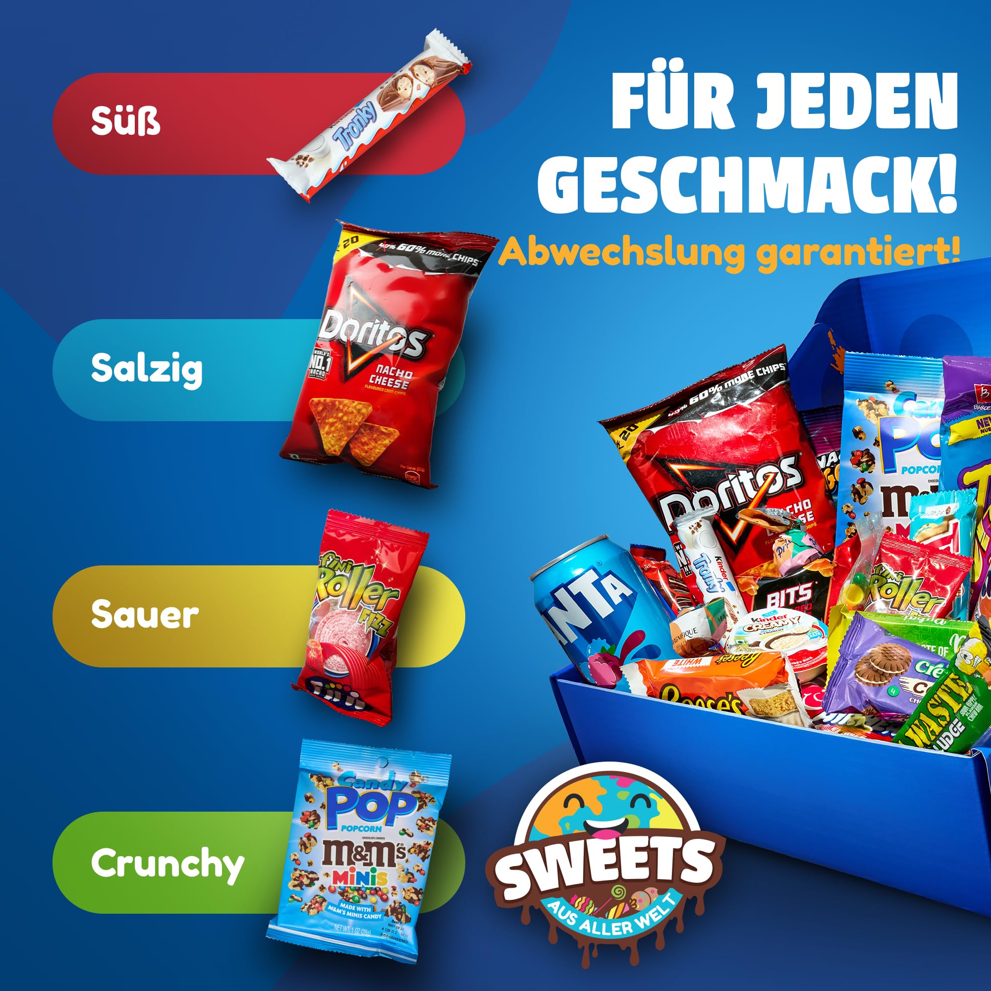 Amerikanische Süßigkeiten Box mit Dubai Schokolade, Schokobons Crispy - American Candy Box (XXL)