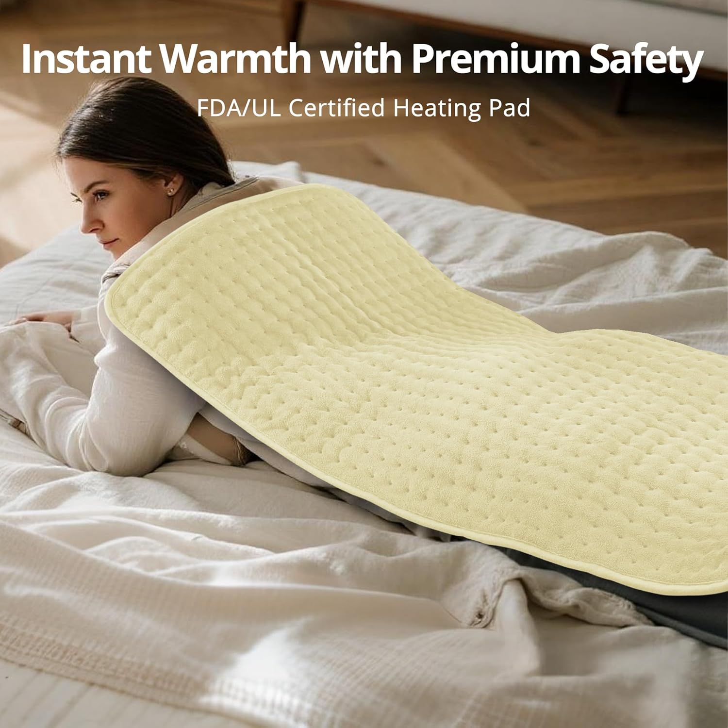Electric Heating Pad for Back Pain Relief, Extra Large 33" x 17" - 6 Heat Settings for Neck Shoulder Cramp - Moist Heat Therapy - 2h Auto-Off - Machine Washable