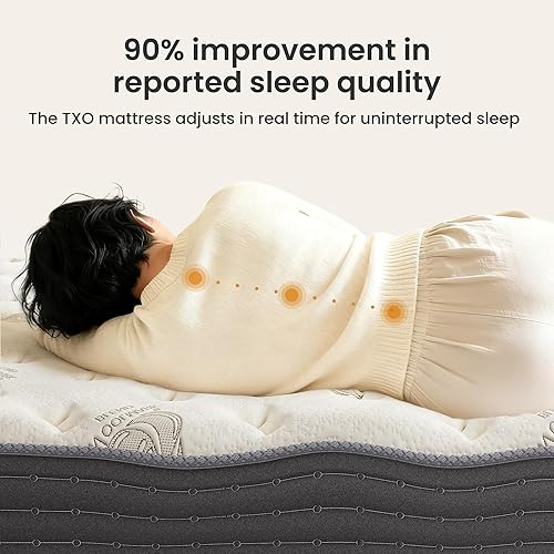 Miniatura 7 de TXO Colchón híbrido King de 12 pulgadas en una caja, doble cara, firmeza media y firme, colchón de espuma viscoelástica de gel refrescante, resortes