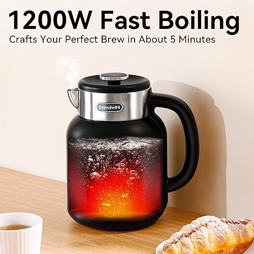 Miniatura 4 de DmofwHi Hervidor eléctrico de 5 presets con control de temperatura con pantalla LED, hervidor de agua caliente eléctrico de acero inoxidable 304,