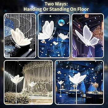 Butterfly Floor Lamp for Wedding Decor - 3 Color LED Ambient