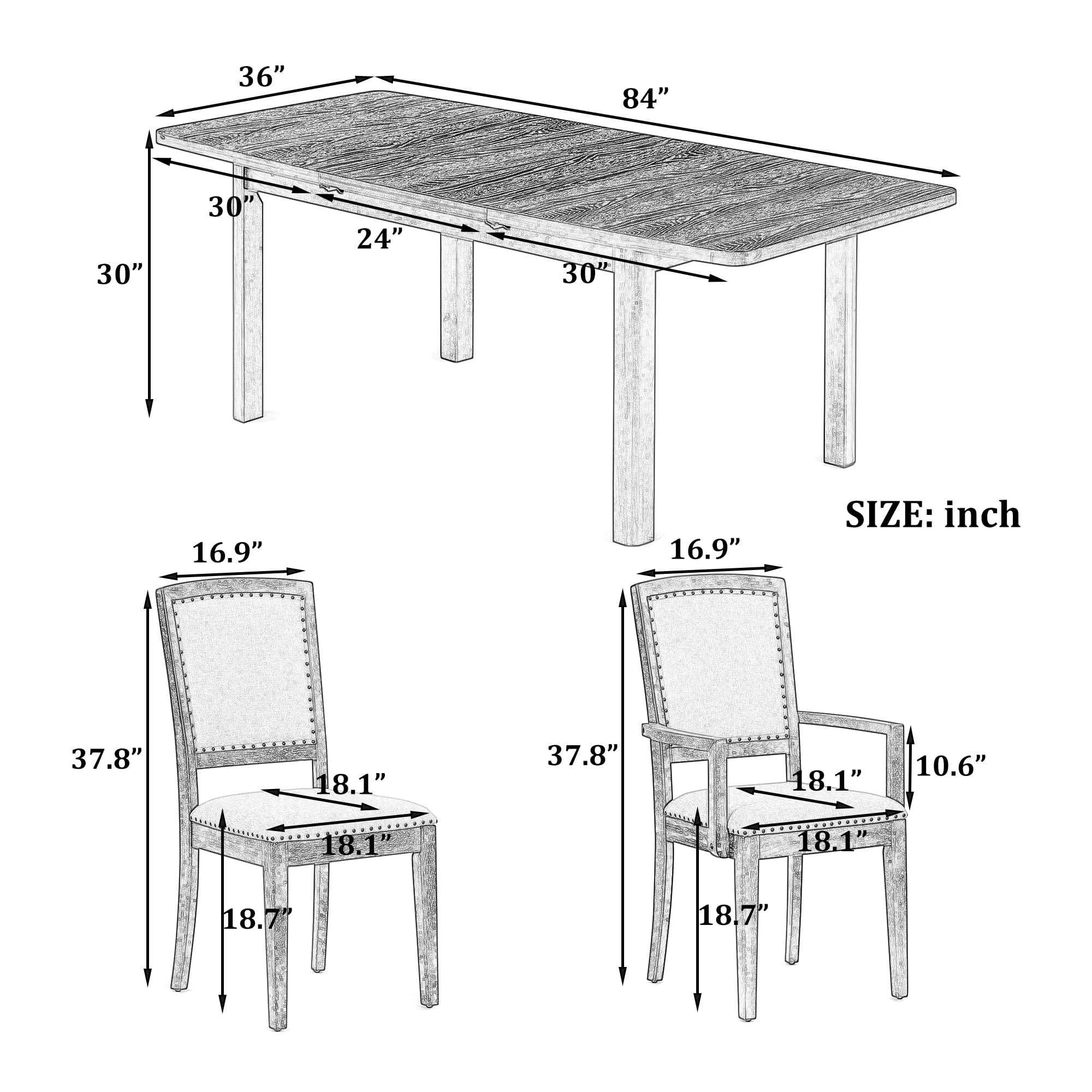 Amazon.com - Aiuyesuo 9-Piece Rustic 84inch Dining Table Set