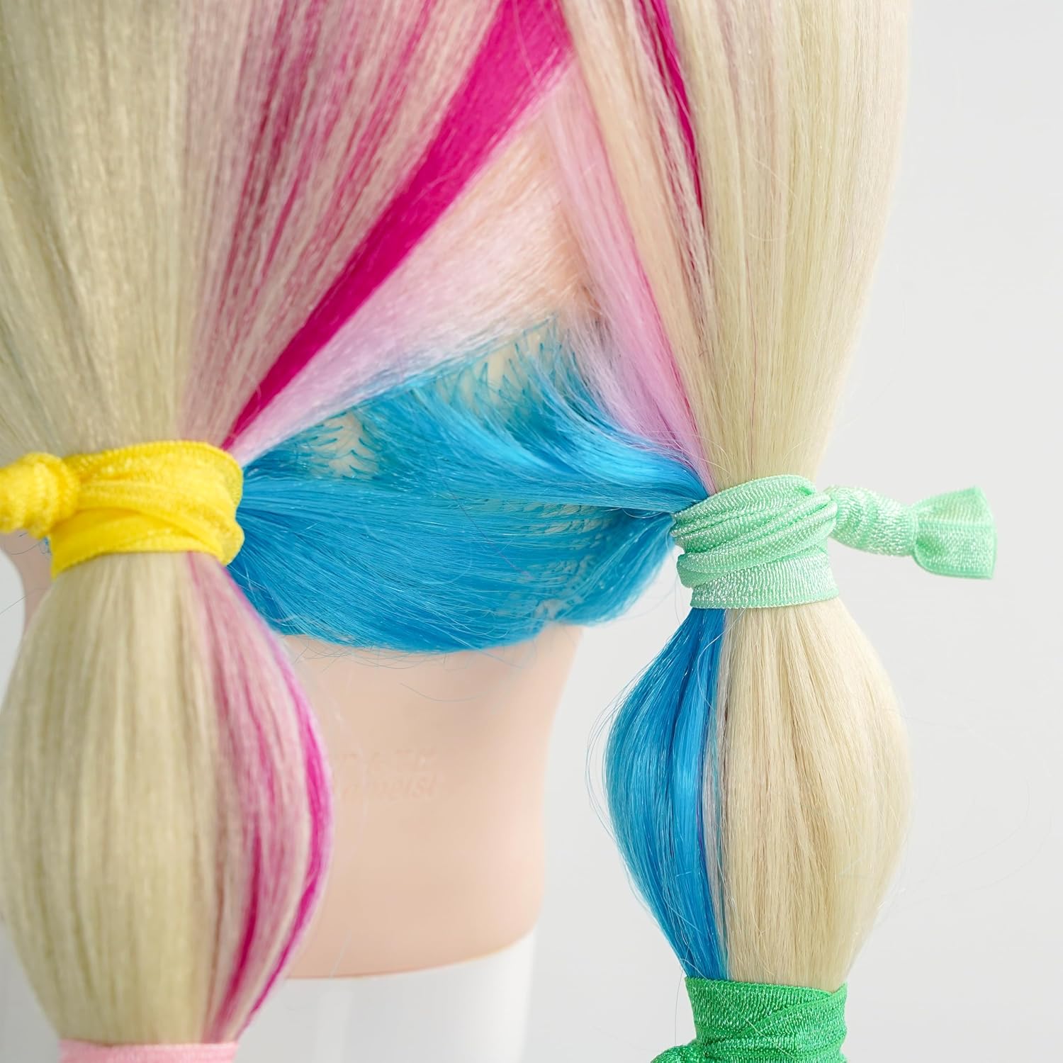 MEEDEE 100 Pack Rainbow Elastic Hair Ties: No Crease, Soft Ribbon Knotted Ponytail Holders for Women, Ouchless Yoga Bracelets