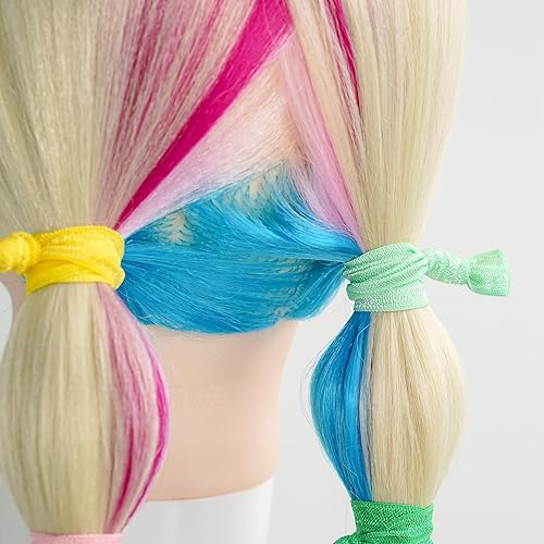 Miniatura 5 de MEEDEE Paquete de 100 ligas elásticas para el cabello con diseño de arco iris sin arrugas, cintas suaves anudadas para cola de caballo para mujeres,