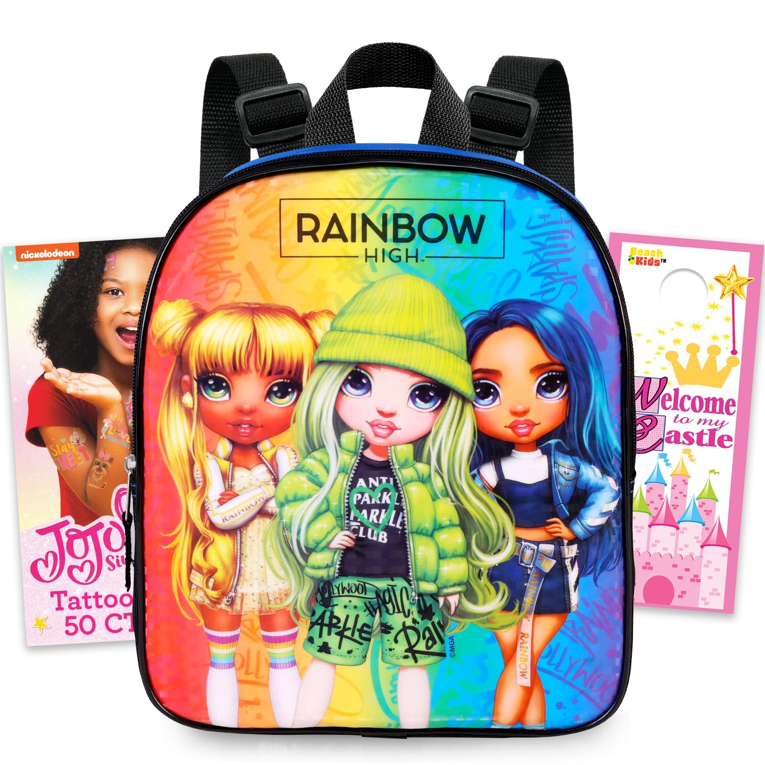 Rainbow Studios High Backpack Set for Kids, Girls - Bundle with 11 Inch Unicorn Stickers and More (Girls Elementary School) School supplies