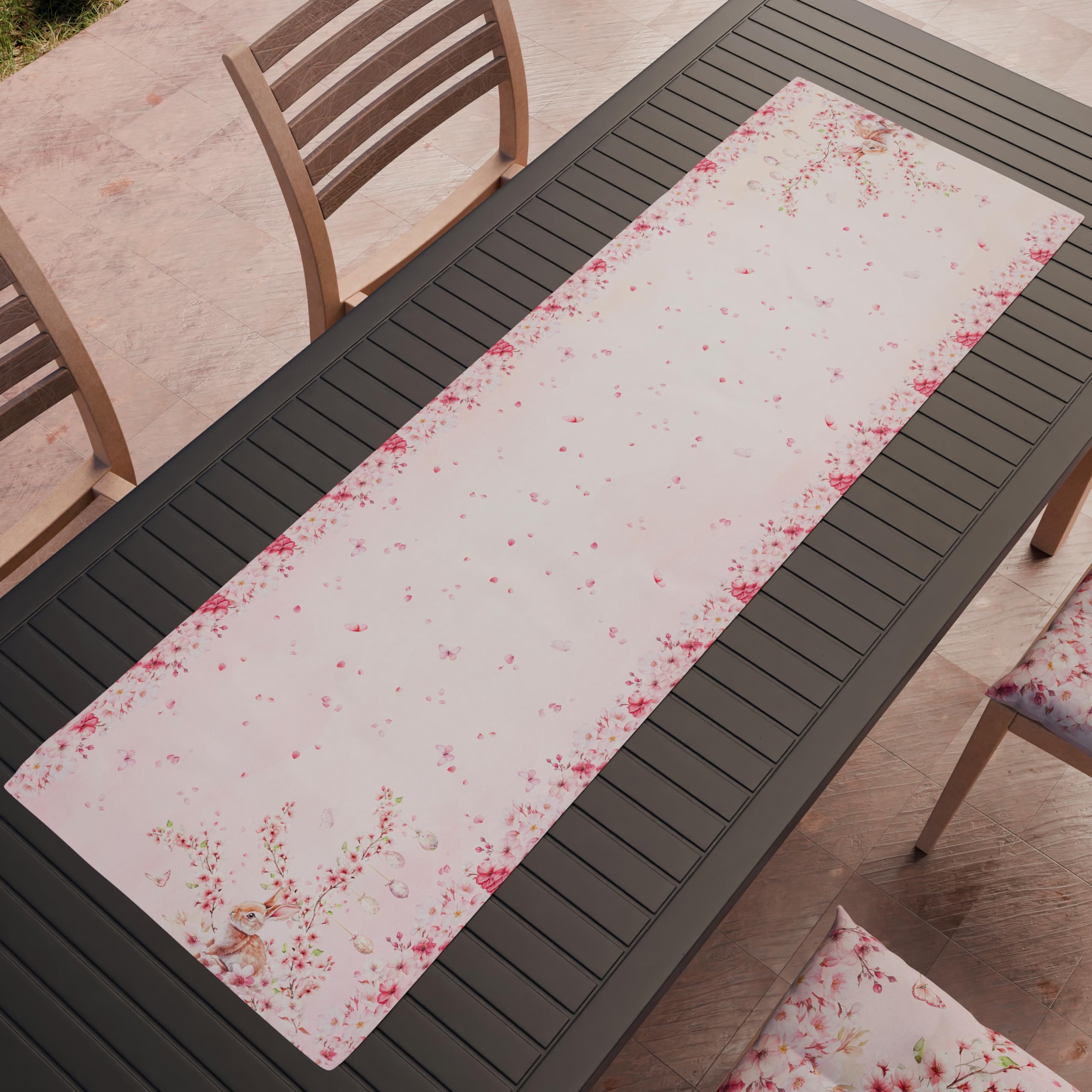 PETTI Artigiani Italiani, Easter Table Runner, Table Runner in Digital Print, 100% Made in Italy, Cherry Blossom Pink - Image 2