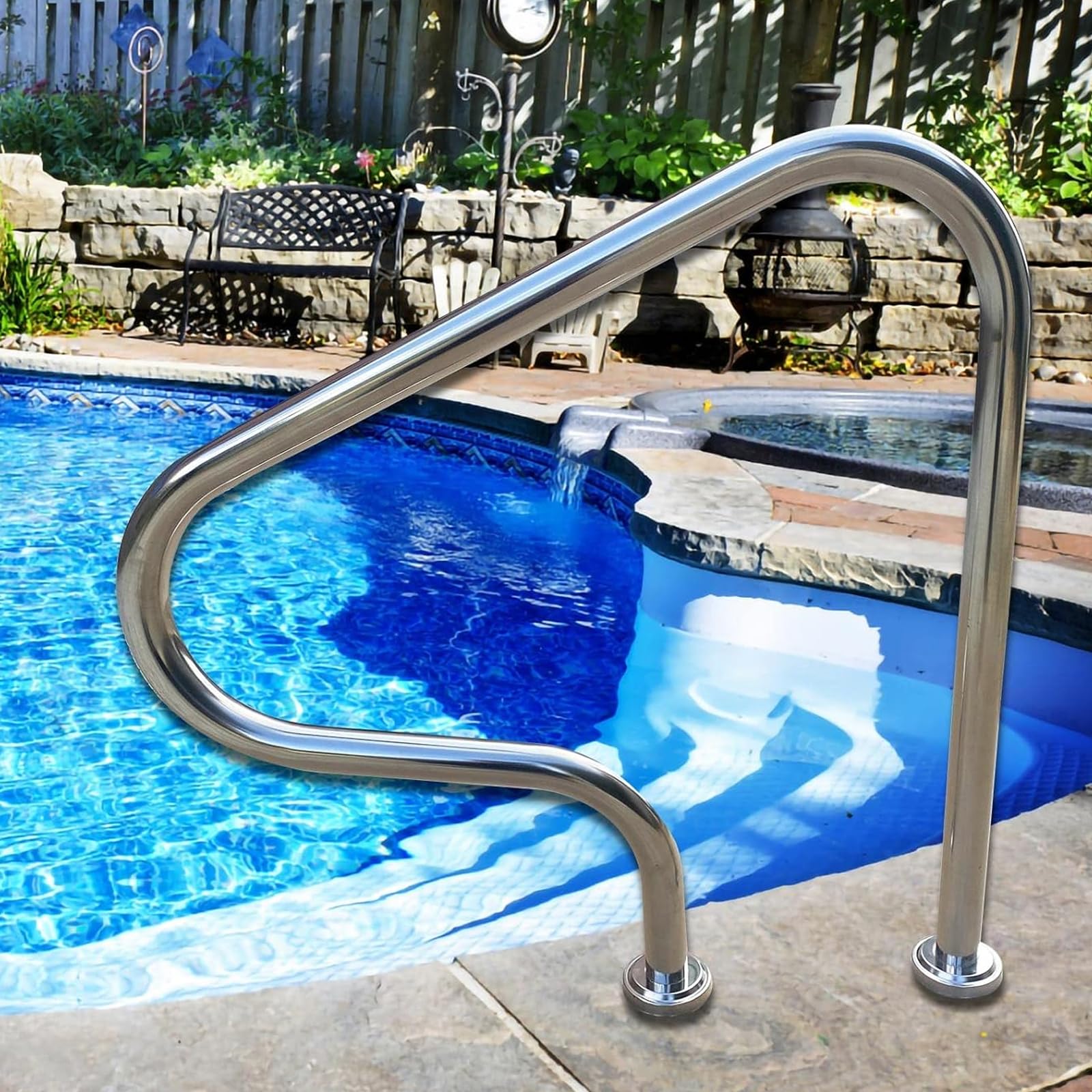 Swimming Pool Safety Hand Rail Pool Handrails for Inground Pools Entrances Stainless Steel, Easy to Install Stair Handrails