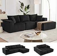 Vista 27 de Sofá modular de 108 pulgadas, sofá modular de nube con asiento profundo, moderno sofá modular en forma de L con diván, sofás tapizados sin hueso