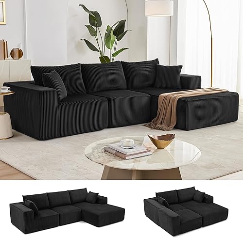 Miniatura 27 de Sofá modular de 108 pulgadas, sofá modular de nube con asiento profundo, moderno sofá modular en forma de L con diván, sofás tapizados sin hueso