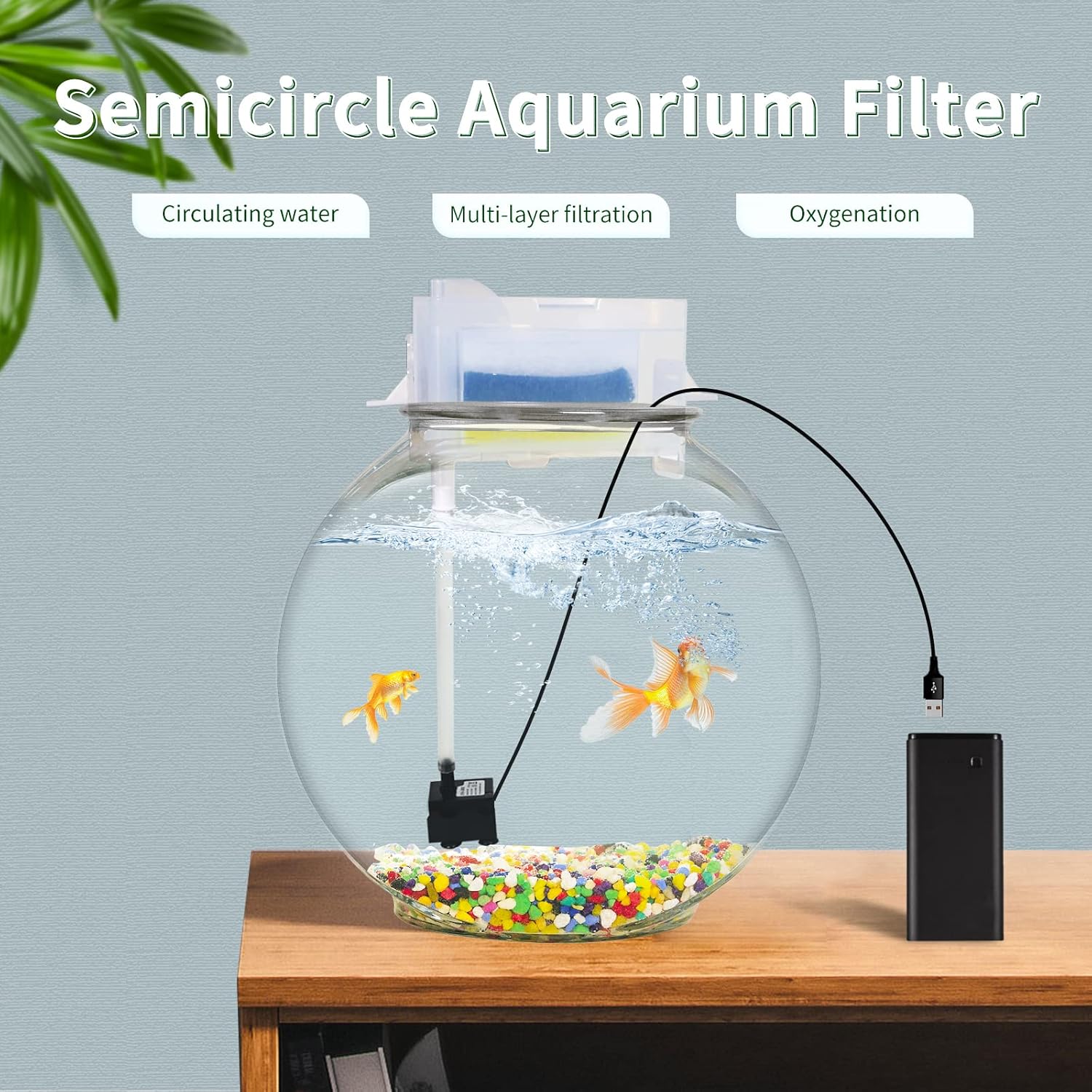 boxtech Aquarium Semicircle Filter with Water Pump,Ultra Silent