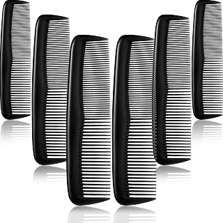 Leinuosen 12-Pack Fine Tooth Pocket Hair Combs Set - Durable Flexible Plastic Dressing Combs for Women & Men (Black)