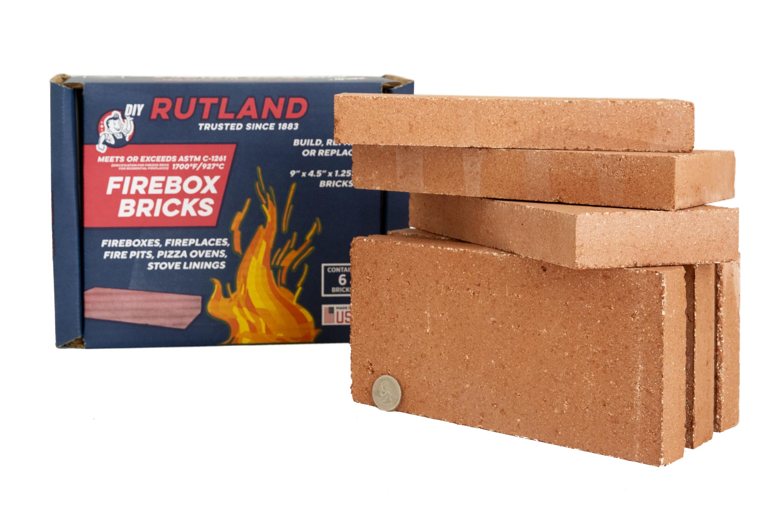 Briques réfractaires Rutland lot de 6 briques rouges pour poêle et cheminée à bois
