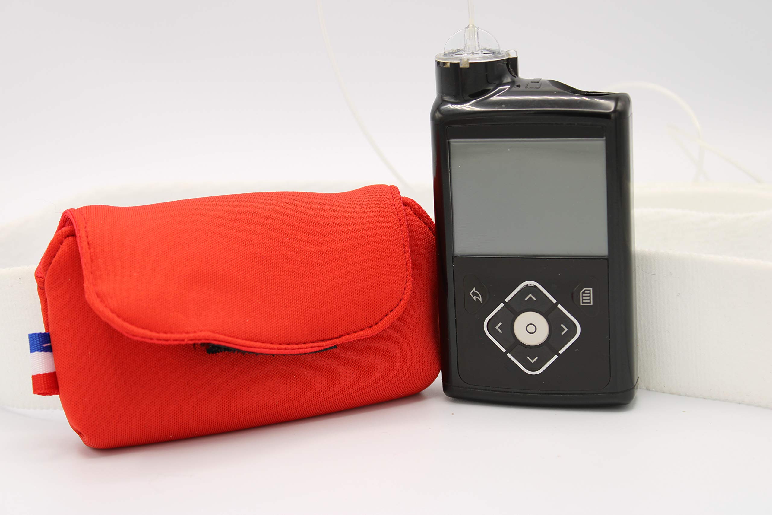 Pochette ceinture Medtronic 640G Veo et 780G (ceinture élastique de 85cm pour 90-110 cm de tour de taille, Rouge)