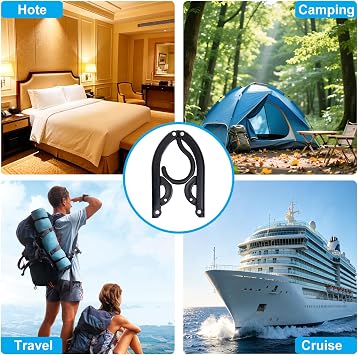 12PCS Travel Hangers, Portable Foldable Plastic Hangers for Cruise, Black