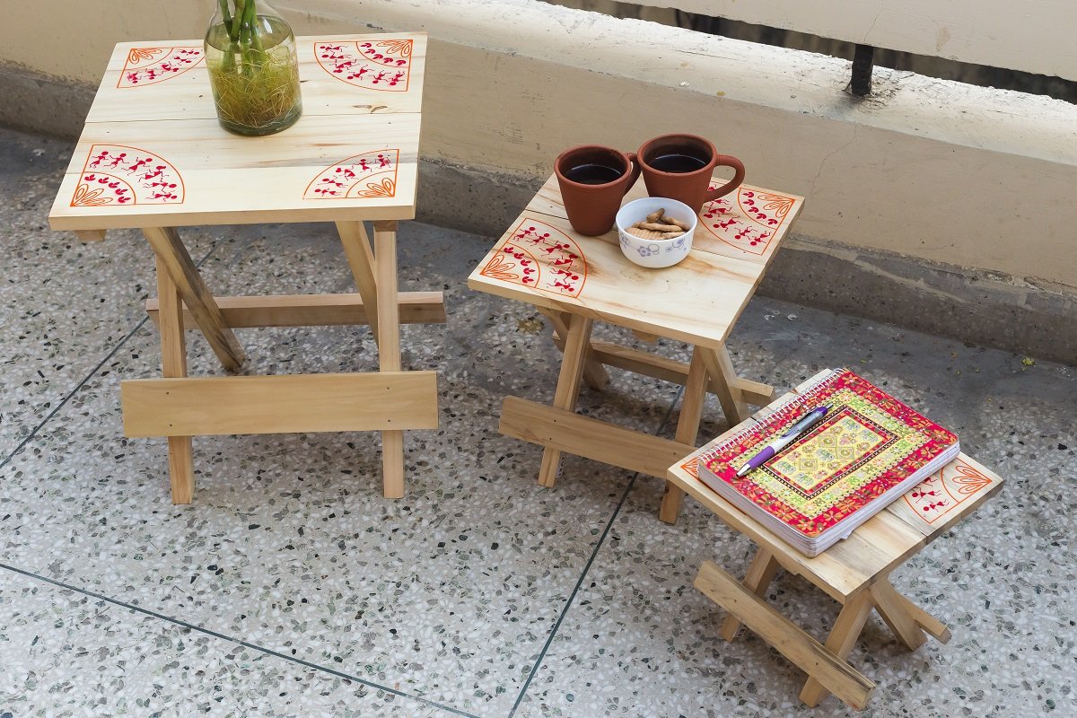 IVEI warli Wooden Portable Folding Table - Medium (12in) 1