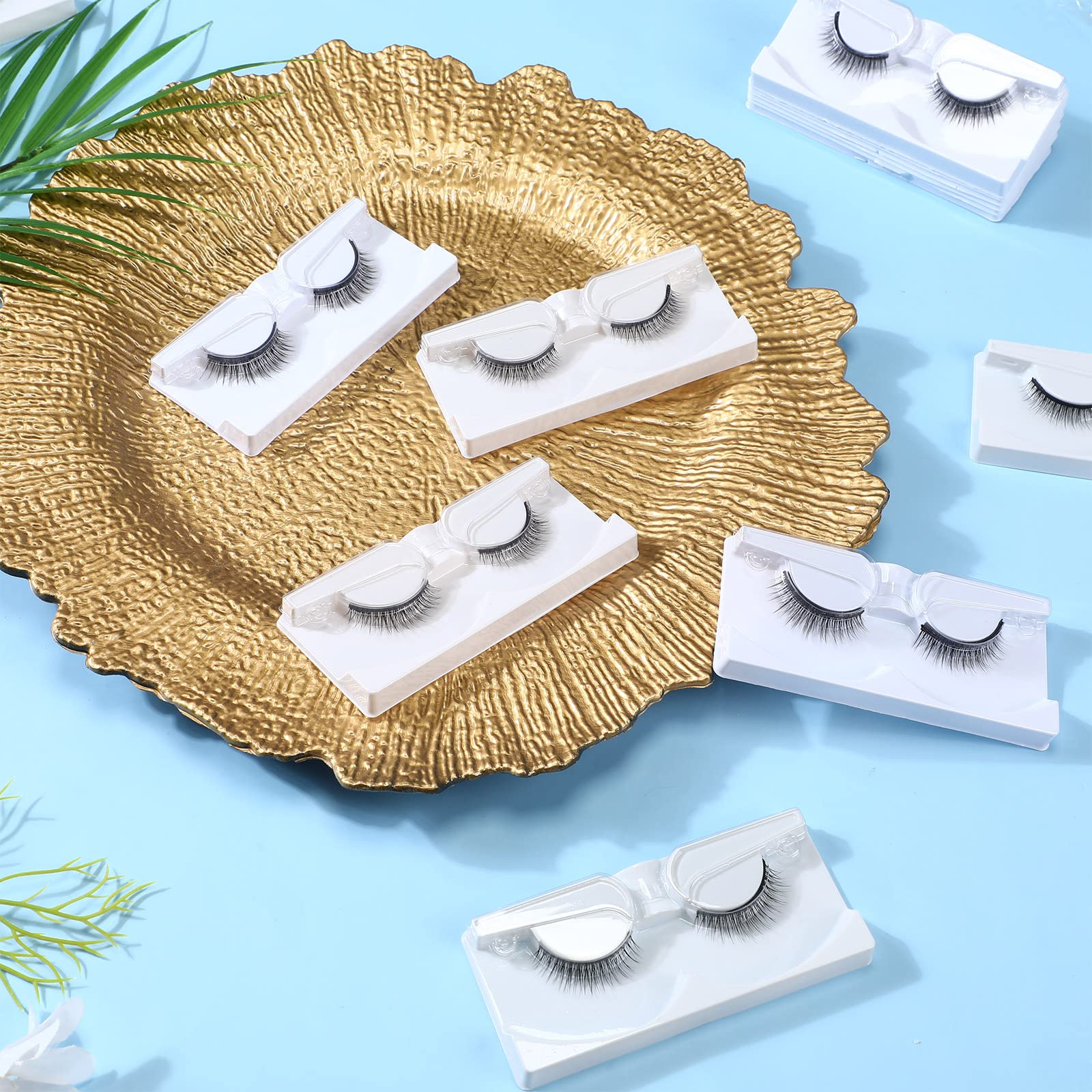 32 Pairs Self Adhesive Eyelashes with Tweezers, Reusable Adhesive False No Glue Natural Look Fake Waterproof Pre Glued Eyelashes Bulk for Women Girls Gift