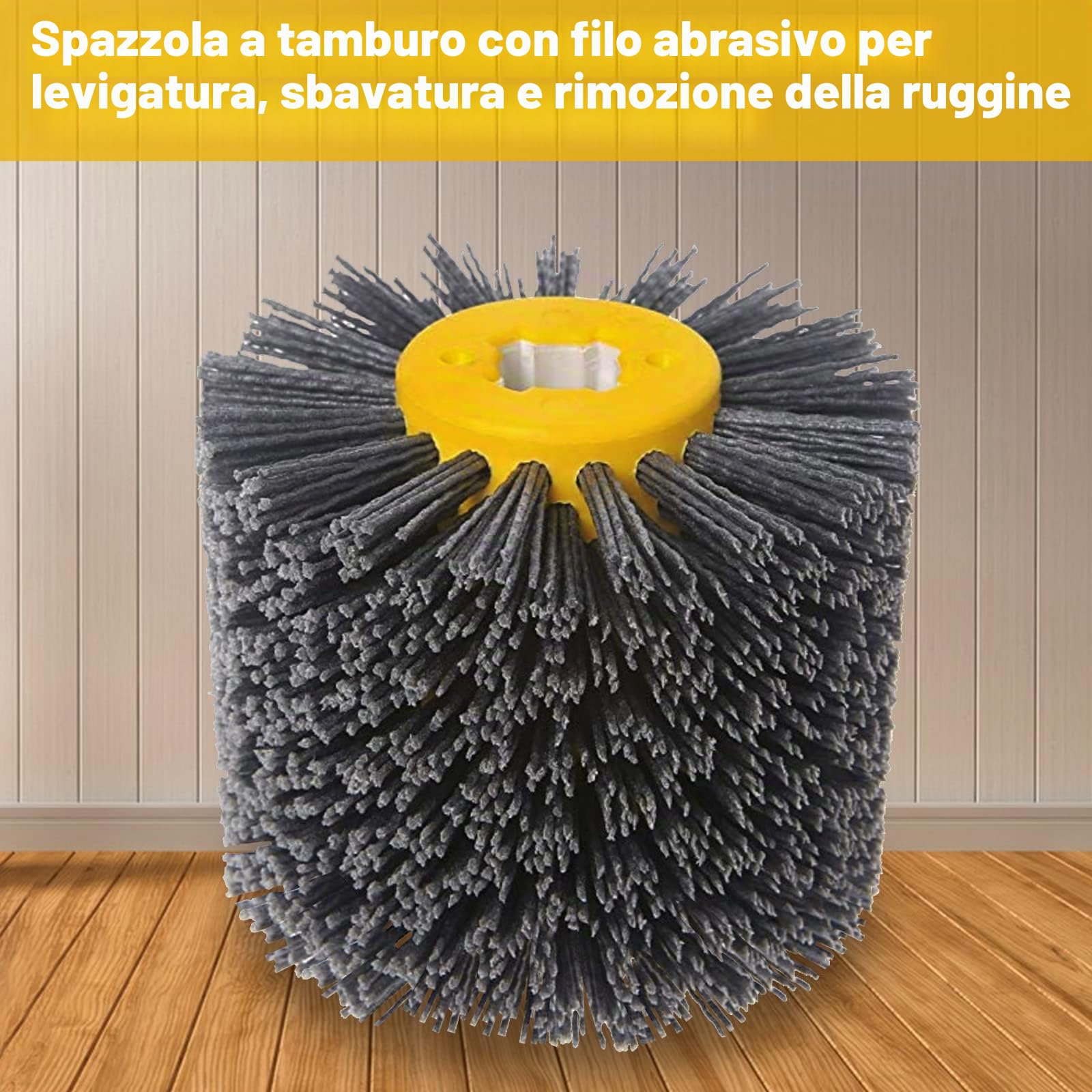 Abrasivi Wire,Drum Brush #60 Spazzola Brunishing Lucidatura de nylon mobili in Legno Brillante per Lucidatura Striping Disegno Grit(Grigio)