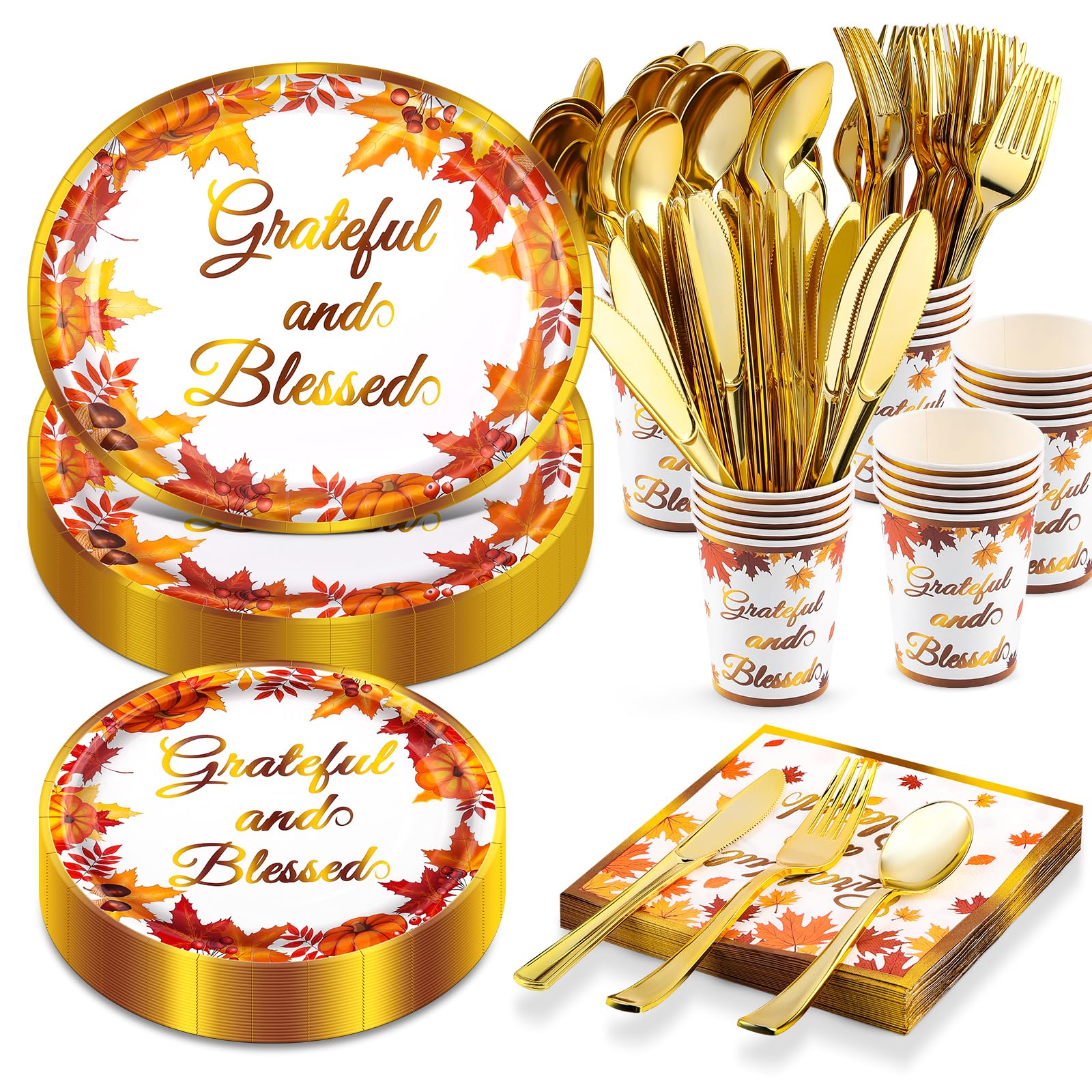 Thanksgiving Plates Set - Serve 25 Guests -1