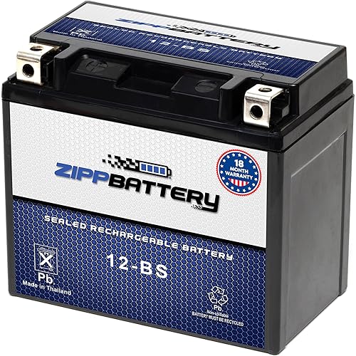 ZIPPBATTERY YTX12-BS 12V 180 CCA AGM – Maintenance-Free 10Ah Battery for ATV, Motorcycle, Scooter, Jet Ski – T3 Nut & Bolt Terminal – Fits Honda CBR600, Yamaha V-Star 1100, Polaris Sportsman 400