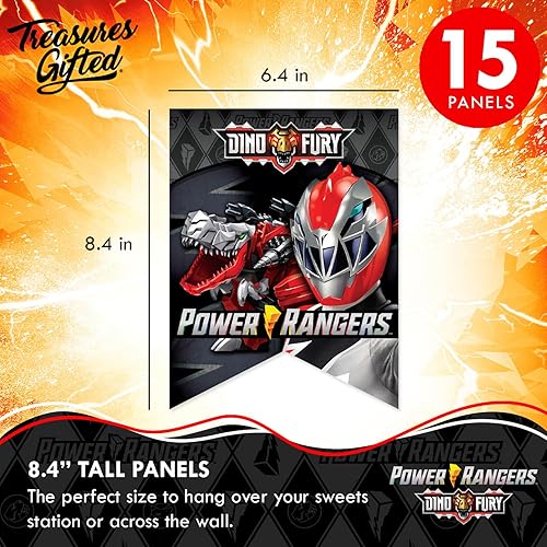 Miniatura 2 de Treasures Gifted Cartel de Power Rangers  Cartel de cumpleaños de Power Rangers  Suministros para fiesta de cumpleaños con licencia oficial de Power
