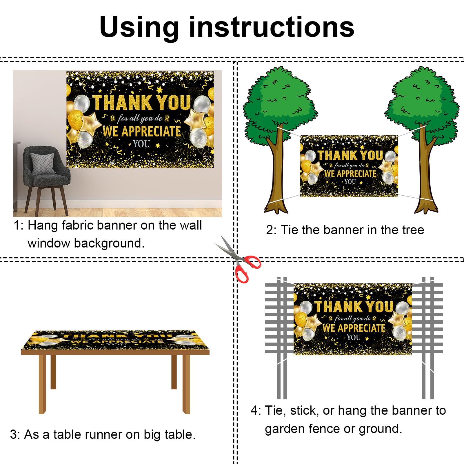 Arosche Thank You For All You Do Banner - 72x48 Inch Appreciation Backdrop For Employees, Teachers, Retirement