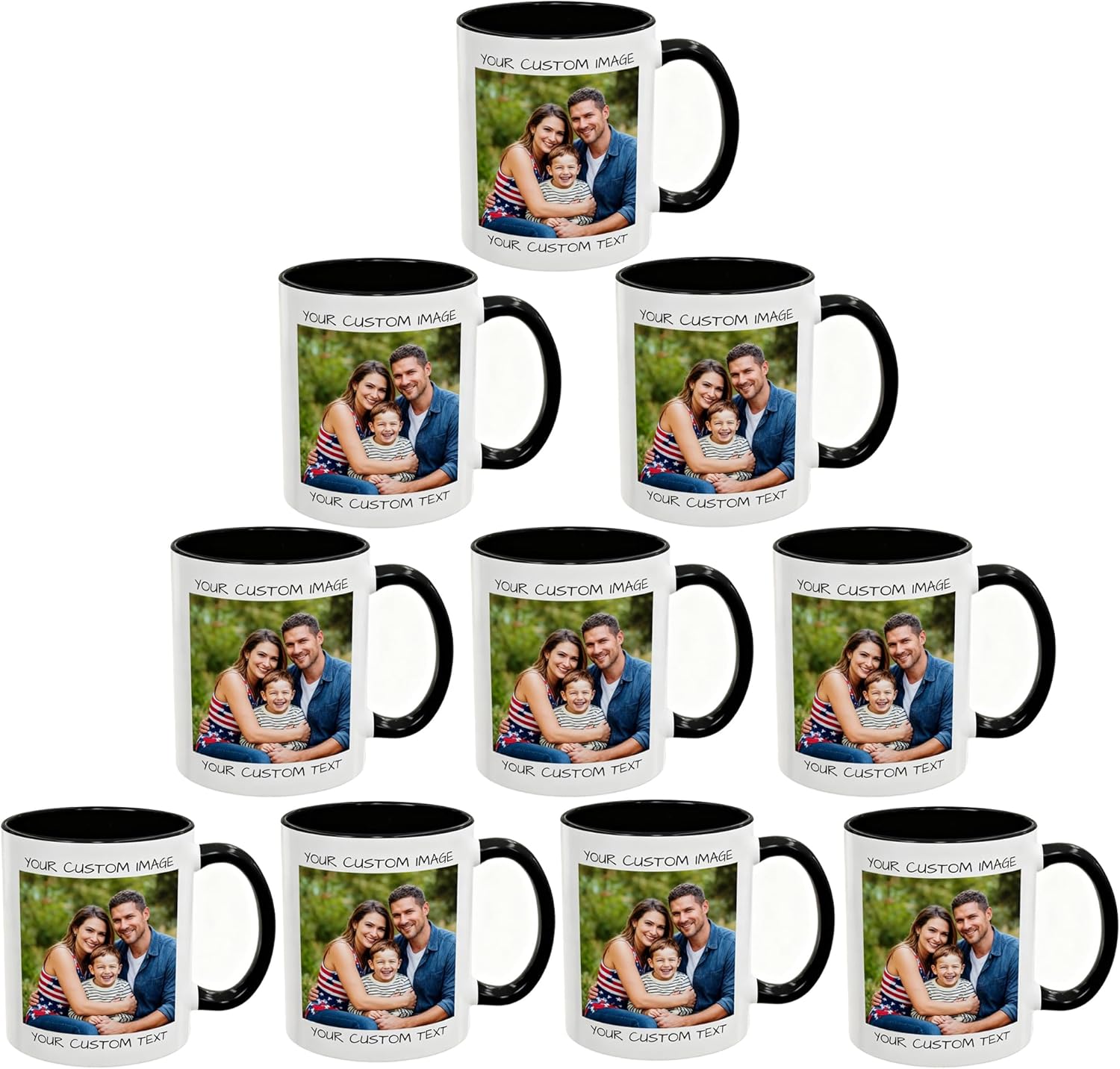 Personalized Bulk Coffee Mug-Set of 30, 11OZ Custom Picture/Logo/Text Ceramic Mugs, Customized Gift for Men & Women, Corporate Gifts Mugs of Multiple Colors, for Office, Hotel or Cafe, Black