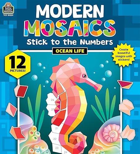 Teacher Created Resources Ocean Life Mosaicos modernos se adhieren a los números (TCR10324)